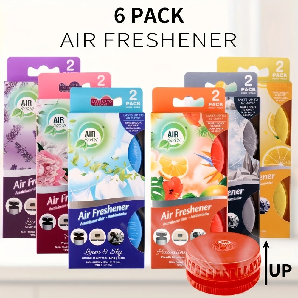 Six-Piece Solid Air Freshener Set with Vented Containers and Six Scent Combination Checkout Options