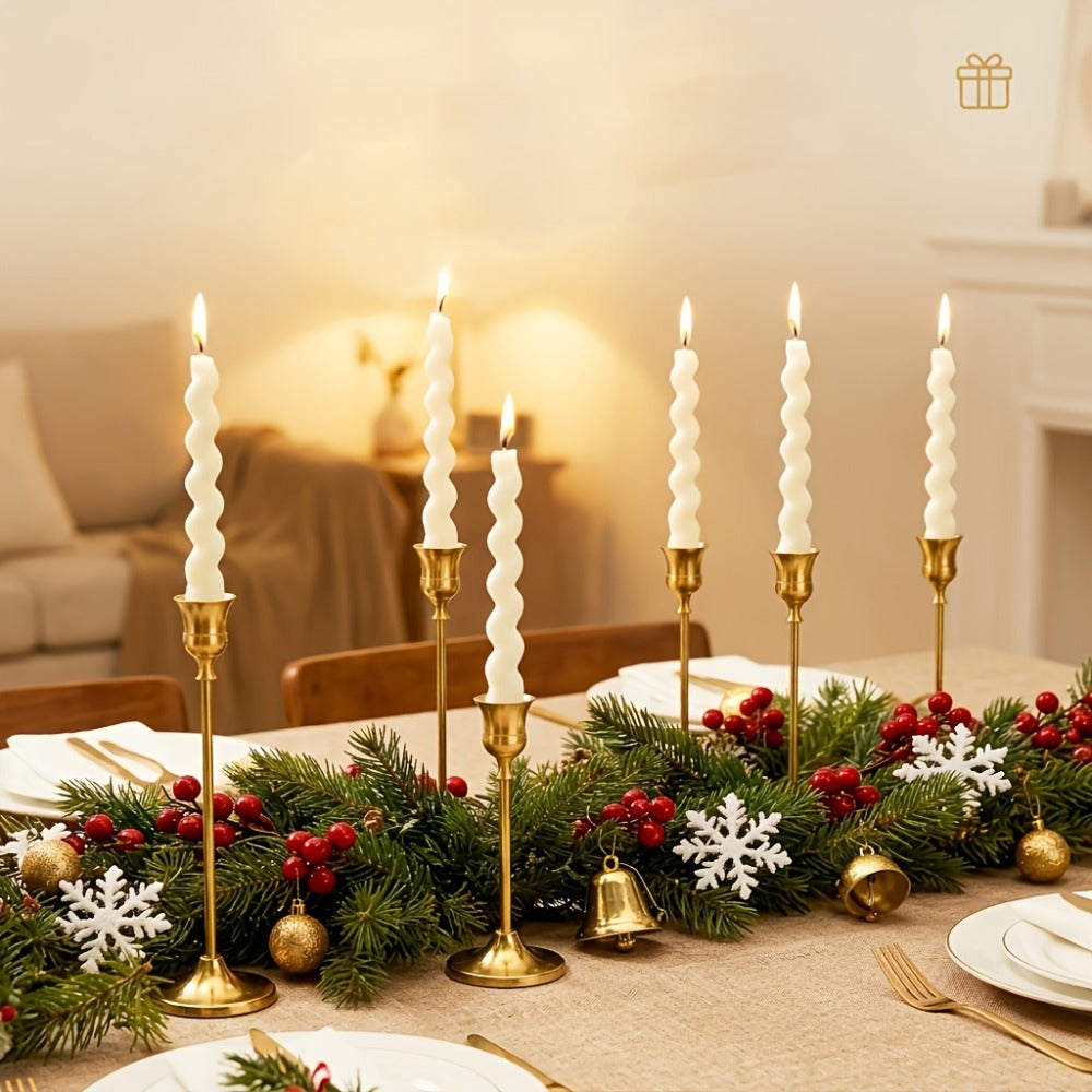Copper Plated Candlestick Holders Bulk Set – Retro Minimalist Taper Candle Holders for Wedding Birthday Christmas Dining Table Fireplace Decor