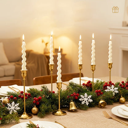Copper Plated Candlestick Holders Bulk Set – Retro Minimalist Taper Candle Holders for Wedding Birthday Christmas Dining Table Fireplace Decor