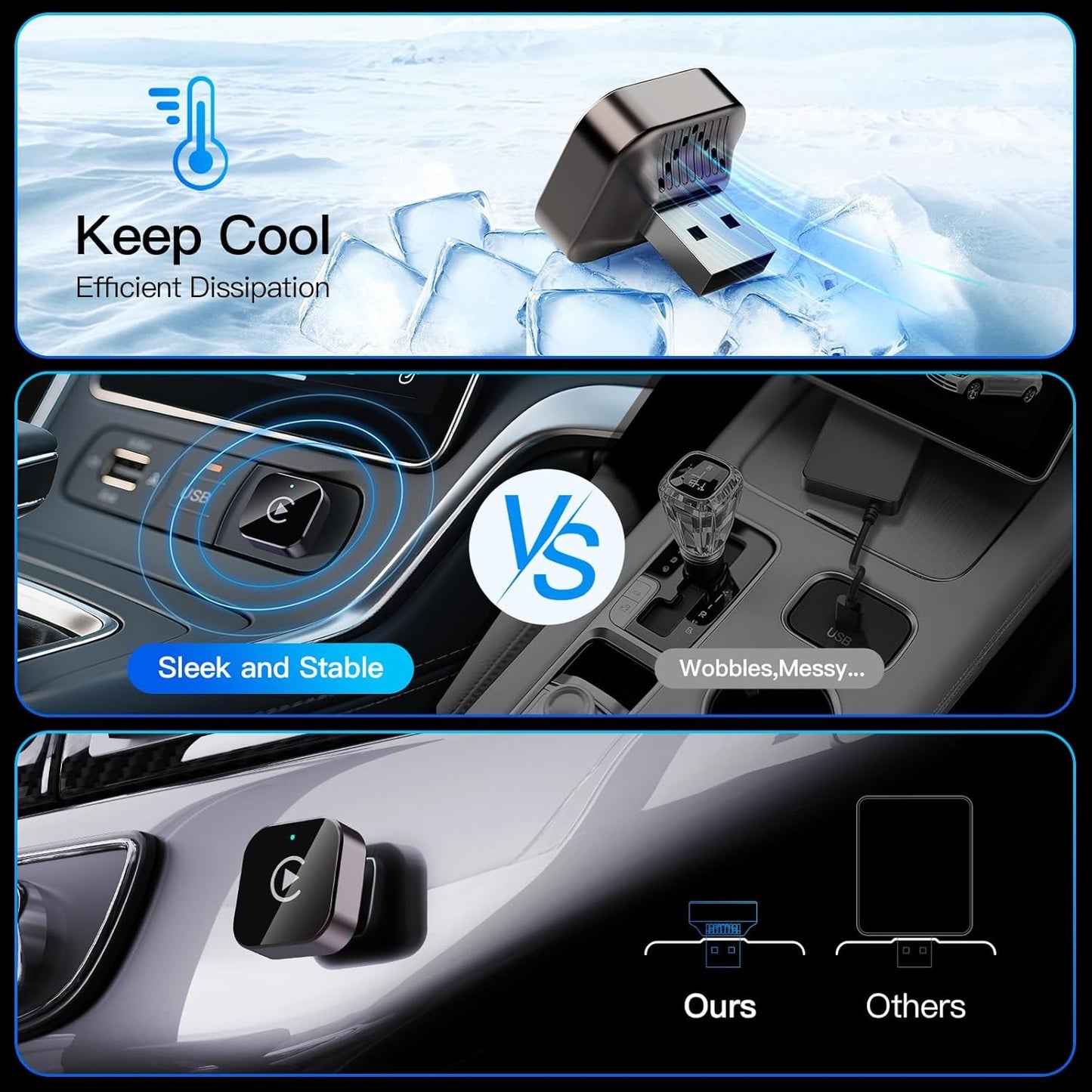 Wireless CarPlay Adapter 2-in-1 Wired to Wireless CarPlay & Android Auto Mini USB Dongle Fast Stable Connection for Apple iOS 10+ Android 11+ 2025 Upgrade