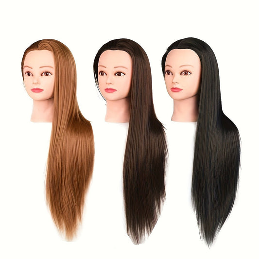Cosmetology Manikin Head for Hair Styling Braiding Practice – Adult Mannequin Head Real Hair Makeup Display Salon Training Tool for Students Professionals Brown Blonde