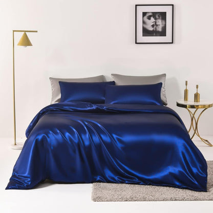 Bed Sheet Set 4-Piece Satin with 35–39 cm Deep Pocket, Machine-Washable Care and Seven Colors