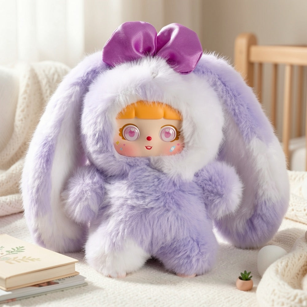Plush Toy – Kawaii Rabbit with Detachable Face Panel and Assorted Character Styling for Display