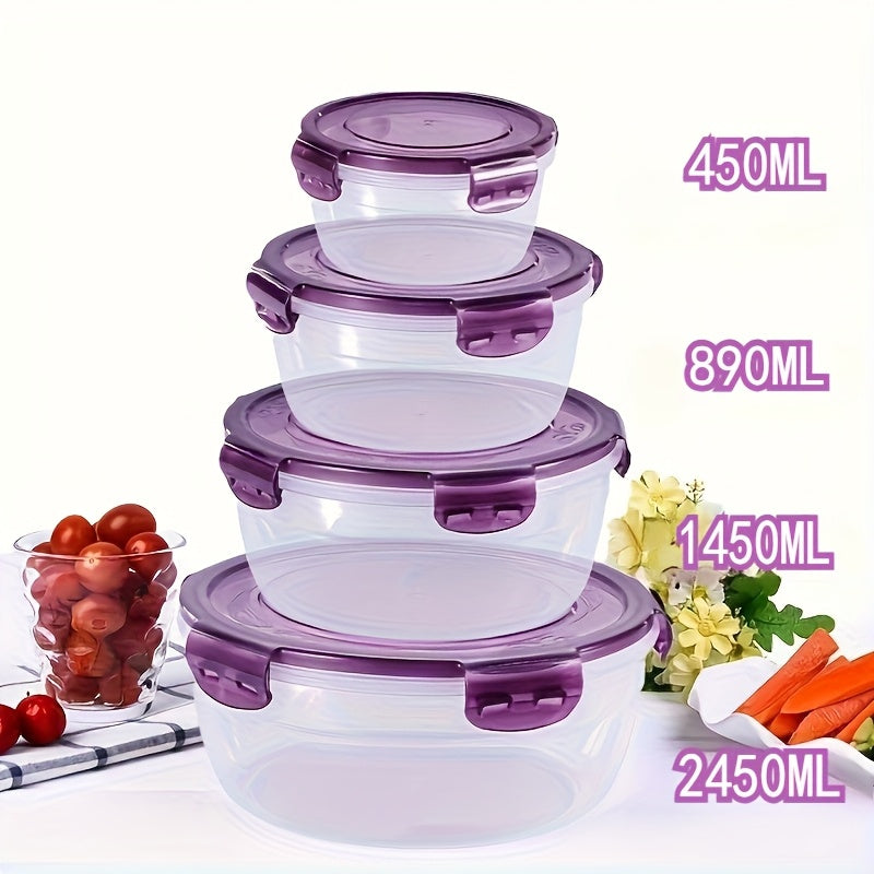 Food Storage Containers Three- or Four-Piece Stackable Refrigerator Box Set in Four Color Options