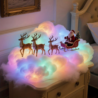 Cloud-Shaped Wall Light Kit with 140cm Color Light String, Cloud Material and Adhesive Pieces
