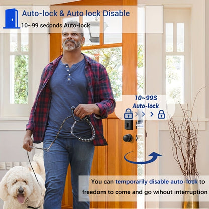 Voice Guided Keypad Deadbolt with Fingerprint, PIN, One-Time Visitor Code & Key, Backlit Keypad, Auto Lock