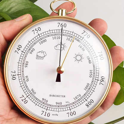 3.94-Inch Mechanical Barometer with Analog Pressure Dial, Hanging Ring and Wall-Mount Back