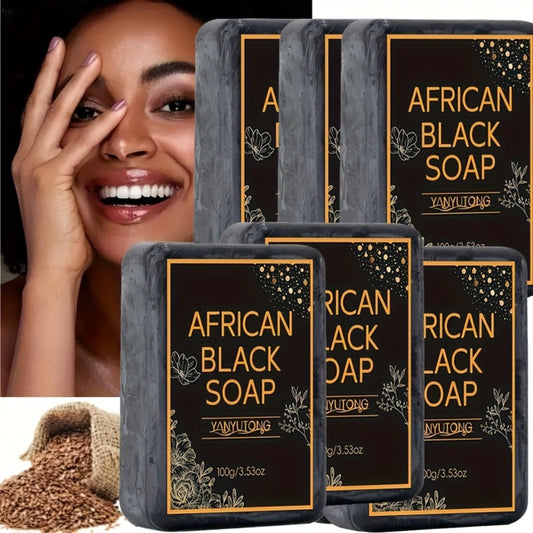 African Black Soap Bars – Moisturizing Body & Face Cleanser with Coconut Oil, Olive Oil & Shea Butter | Rich Foam Plant Extract Skin Care Soap for Daily Use
