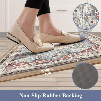 Anti Fatigue Kitchen Mat Set of 2 Non-Slip Cushioned Kitchen Rugs Boho Distressed Runner for Sink Laundry Office Standing Mat