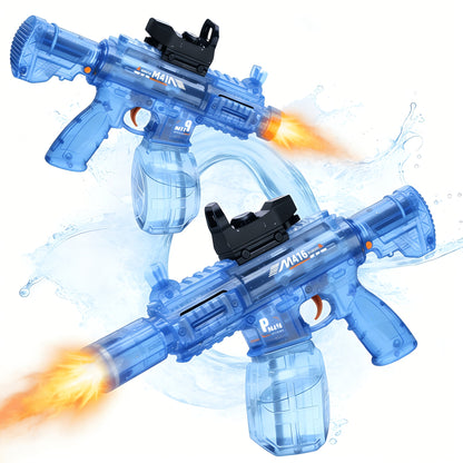 Two-Piece Electric Light-and-Sound Water Blaster Sets in 727 or 737 Models and Blue or Black Colors