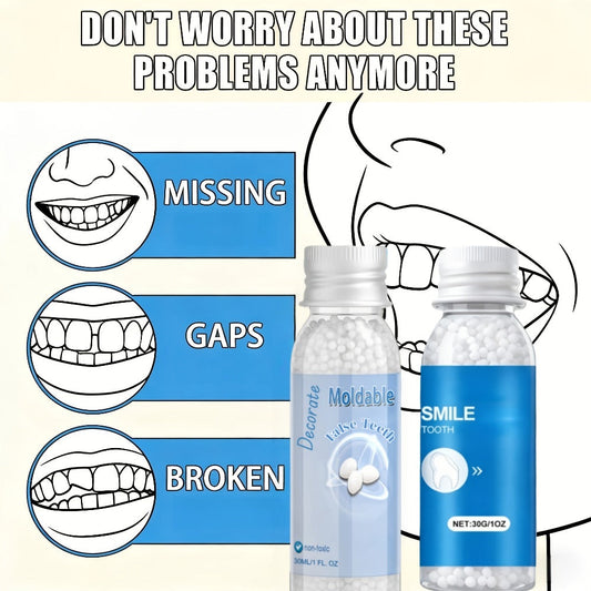 Moldable Fake Teeth Kit for Adults & Seniors – Temporary Dental Veneers Missing Tooth Filling Repair Snap On Teeth Natural-Looking Smile Makeover Halloween Christmas Unisex