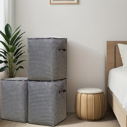 Houndstooth Lidded Storage Bins in One- or Three-Piece XXXL 55.48-Gallon Options with Carry Handles