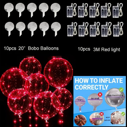 LED Light Up Bobo Balloons with LED String Lights 20pcs Party Decoration Kit – Birthday Wedding Christmas Easter Graduation Decor