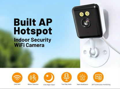 Indoor Security Camera 2-Pack with 3MP Video, Color Night Vision, Two-Way Audio and 2.4GHz WiFi