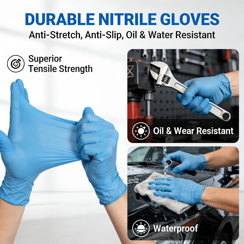 KLIZZA Blue Nitrile Disposable Gloves in 1000-Count Ten-Box Cases with Four Size Options from S to XL