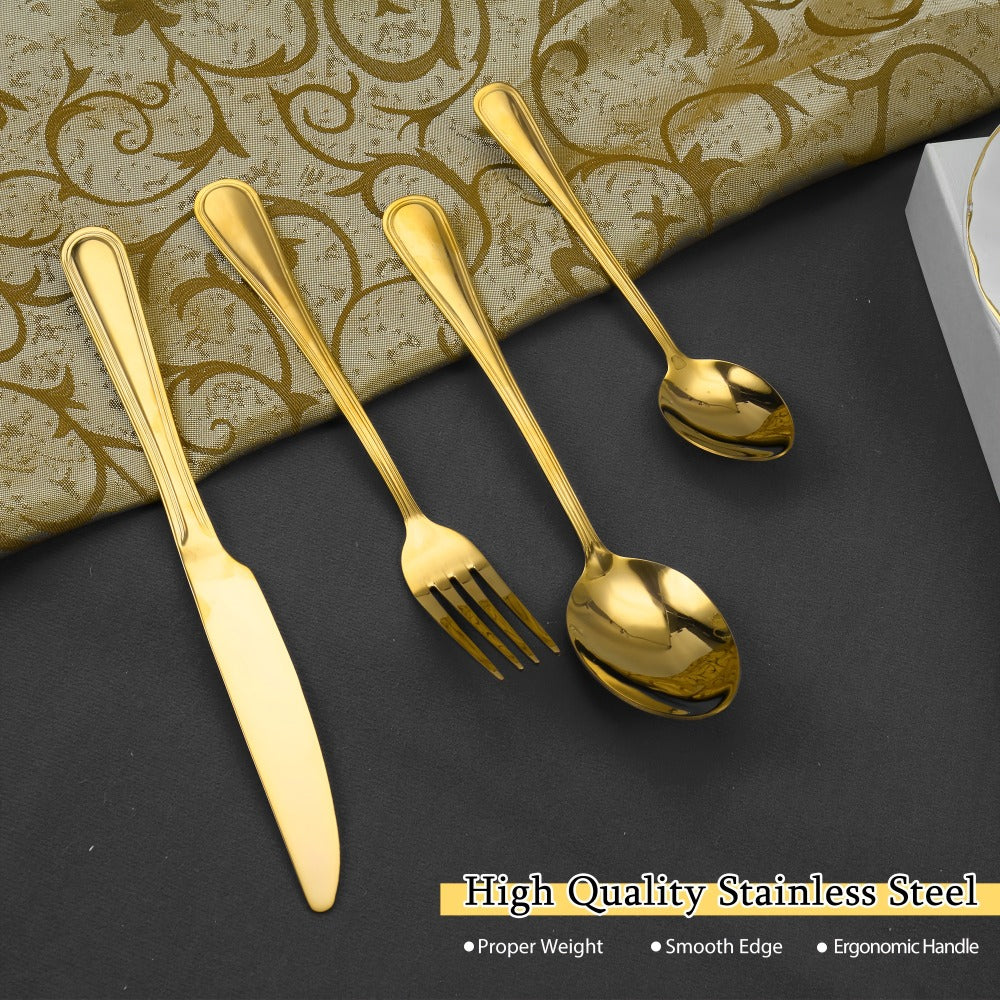 Large Flatware Set with 60-, 65- or 84-Piece Silver, Gold or Black Options and Chopstick Configurations