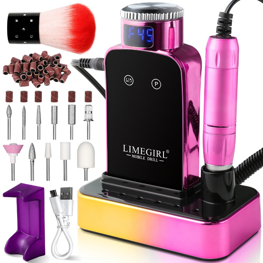 Nail Drill Machine 45000 RPM Cordless Rechargeable Electric Nail File Efile for Acrylic Gel Natural Nails – Professional Manicure Pedicure Polishing Shaping Tool for Salon & Home Use