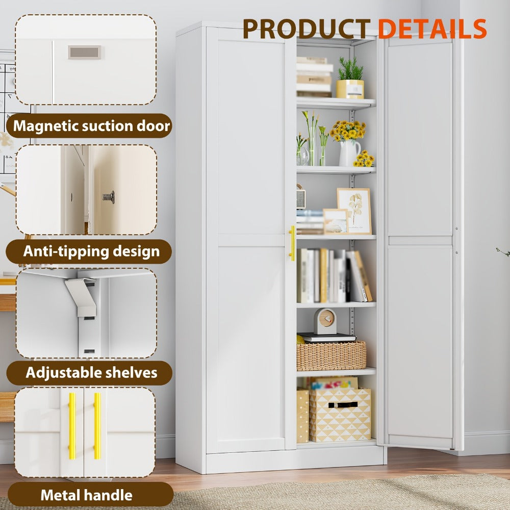 75-Inch Metal Storage Cabinets And Pantry Cabinets with Adjustable Shelves for Kitchen detail image - detail view 12