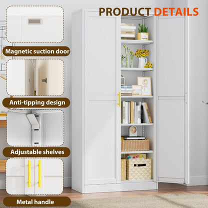 75-Inch Metal Storage Cabinets And Pantry Cabinets with Adjustable Shelves for Kitchen detail image - detail view 12
