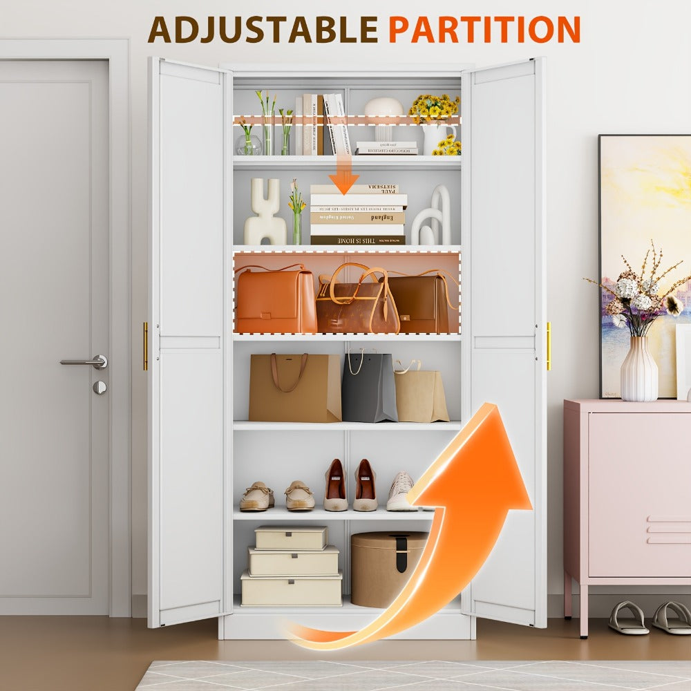 75-Inch Metal Storage Cabinets And Pantry Cabinets with Adjustable Shelves for Kitchen detail image - detail view 13