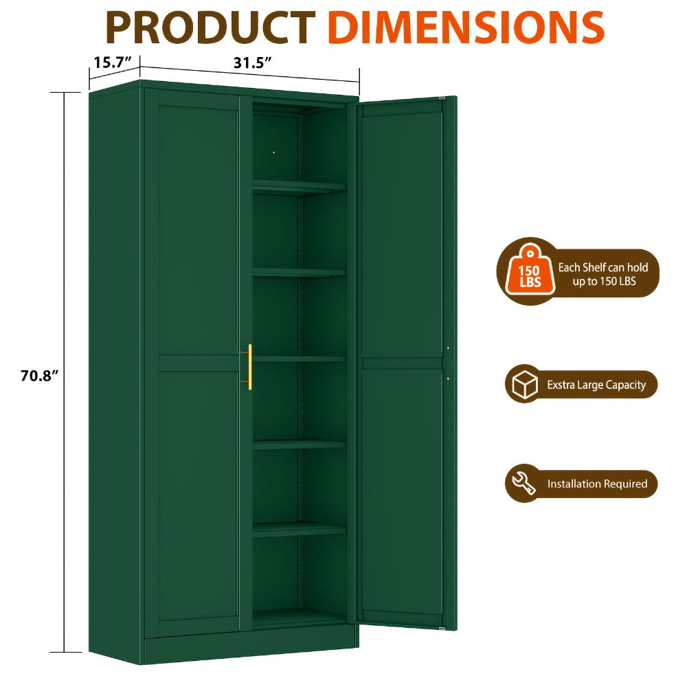 75-Inch Metal Storage Cabinets And Pantry Cabinets with Adjustable Shelves for Kitchen detail image - detail view 3