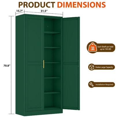 75-Inch Metal Storage Cabinets And Pantry Cabinets with Adjustable Shelves for Kitchen detail image - detail view 3
