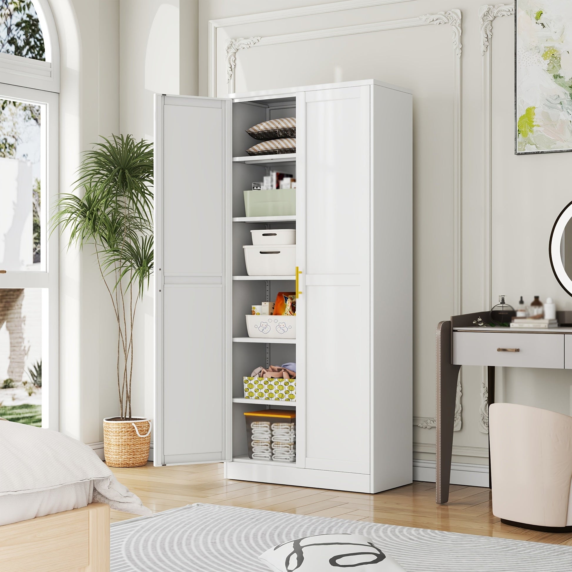 Storage Cabinets and Pantry Cabinets shown in the 【WHITE】 option