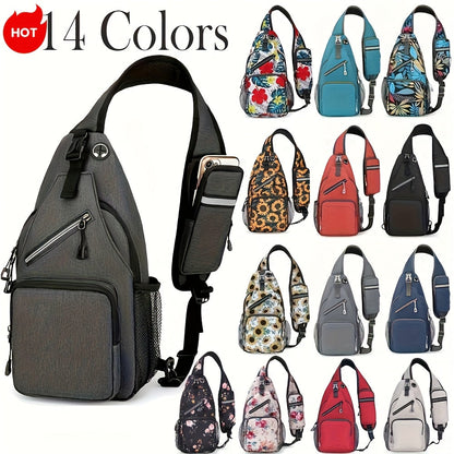 Crossbody Bag for Women & Men, Large Capacity Single Shoulder Bag with Zipper, Lightweight Multi-Pocket Design, Casual Sling Bag for Travel, Hiking, Work & Daily Use – Multiple Colors Available