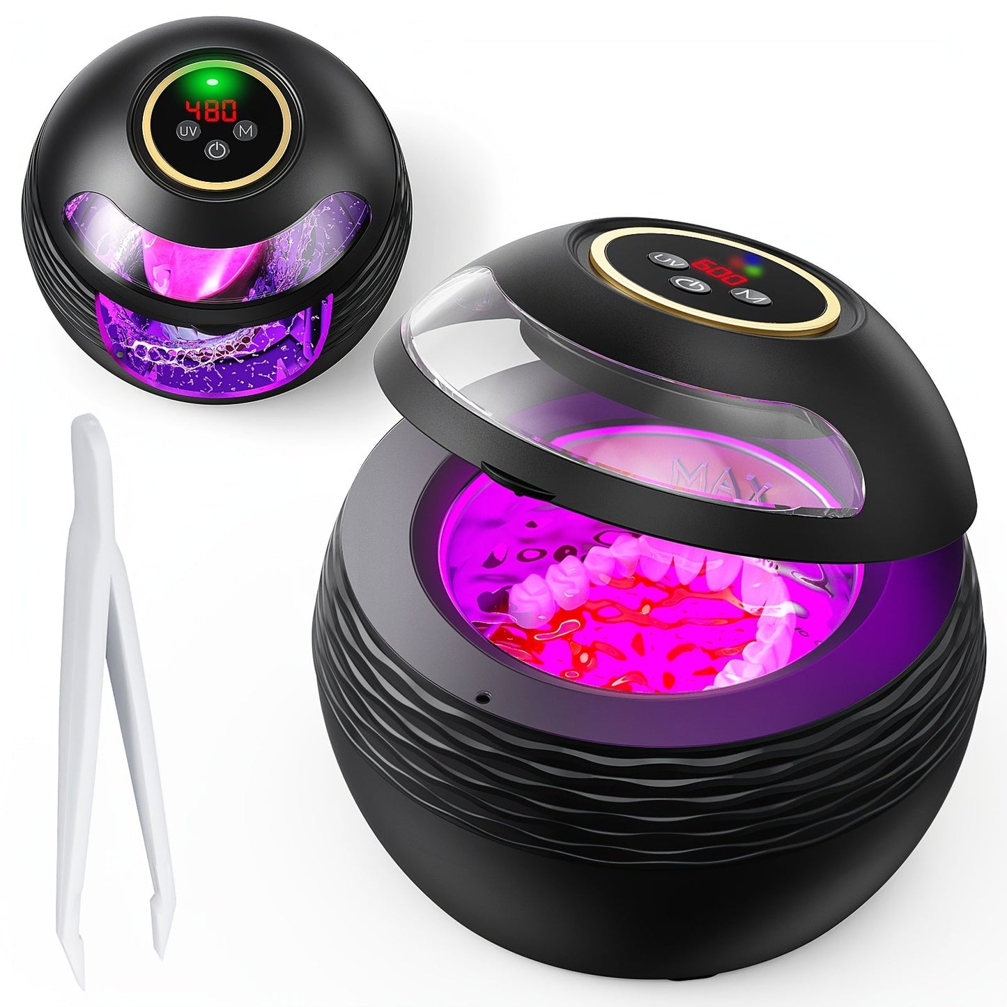 45 kHz Round Ultrasonic Cleaner with Four Timer Modes and Three Color Options for Small Items