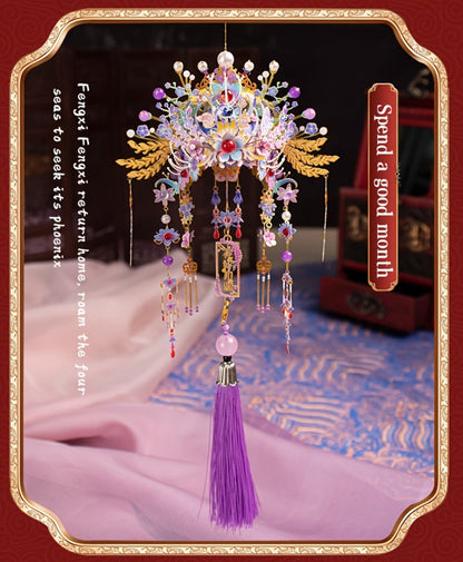 3D Metal Phoenix Crown Model Kit with Qingluan Ornament or Wutong Tree Display Bracket Checkout Options