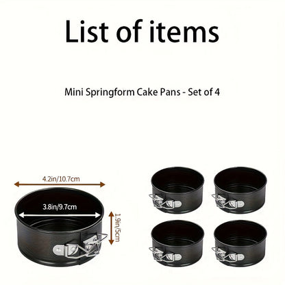 Springform Cake Pan Set, Nonstick Carbon Steel Cheesecake Pan with Removable Bottom & Locking Latch, Round Springform Pan for Cheesecake Pizza Quiche Mousse, 4-Inch Set or 4"/7"/9" 3-Piece Set