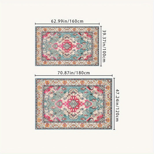 Outdoor Rug | Persian Floral Rubber Back Machine Washable Patio Garden