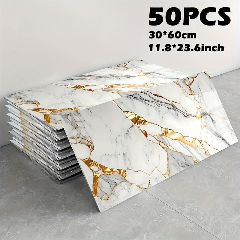 11.8 x 23.6-Inch Marble-Pattern Foam Wall Panels in 50- or 100-Piece Color and Count Options