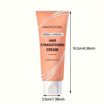 Frizz Control Hair Straightening Cream with Protein 100ml 3.38oz, Deep Smoothing Treatment, Strengthens & Softens