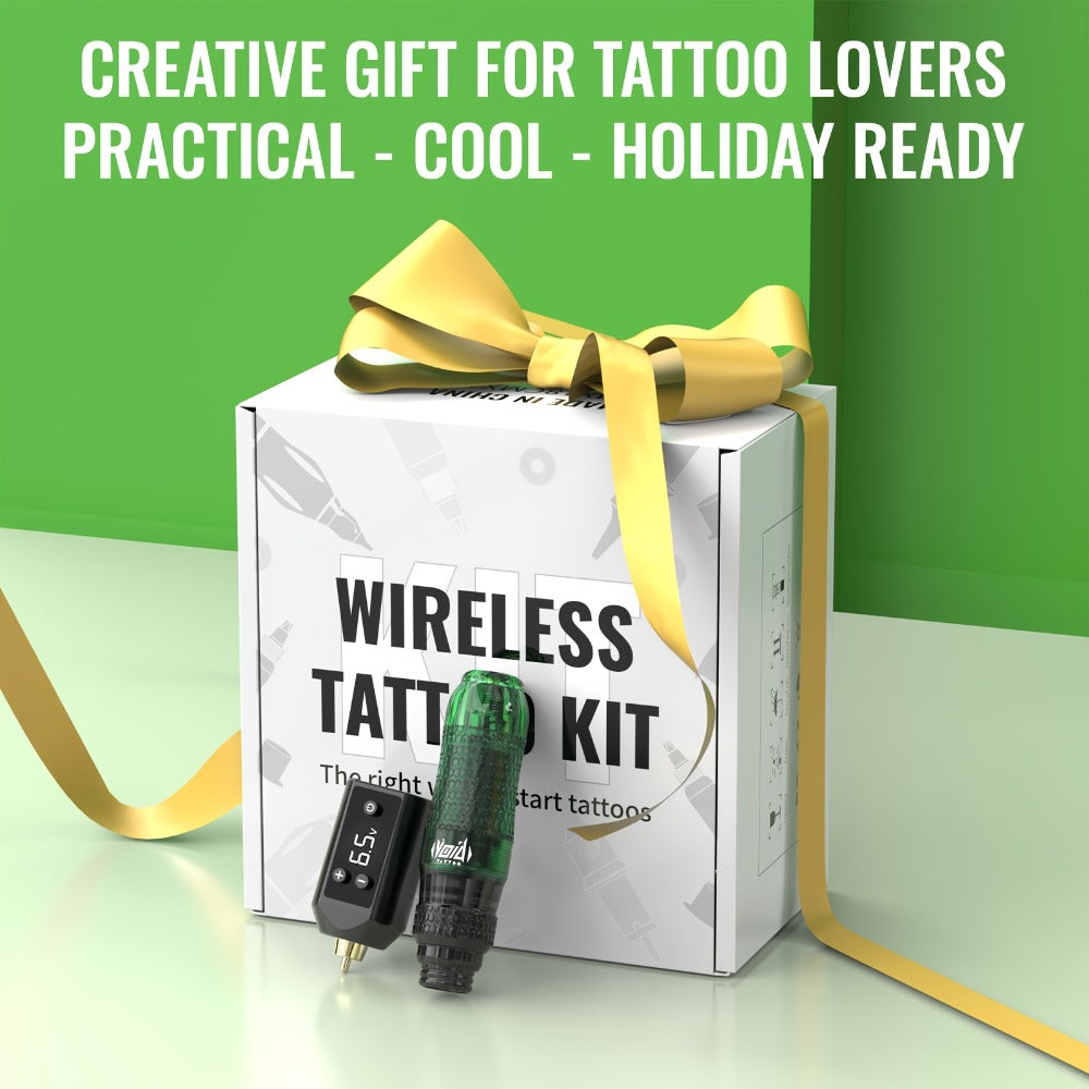 Tattoo Machine Kit VOID Wireless Pen with 1200mAh Battery, 4-12V Adjustment, 10 Cartridges and 5 Ink Shades
