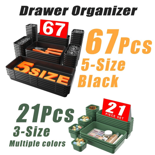 Tool Box Organizer Tray Dividers – 67 or 21 Pcs Toolbox Drawer Organizer Storage Trays for Rolling Tool Chest, Workbench Cabinet, Screws, Nuts, Bolts & Small Parts, Multiple Colors