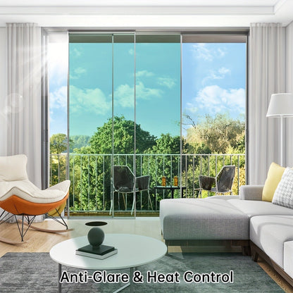 One Way Privacy Window Film Static Cling No Glue - Heat Control Anti-Glare Sun Blocking Reflective Mirror Tint for Home Office Hotel, Nano Ceramic 5Mil PVC, Easy Install Removable Window Privacy Film