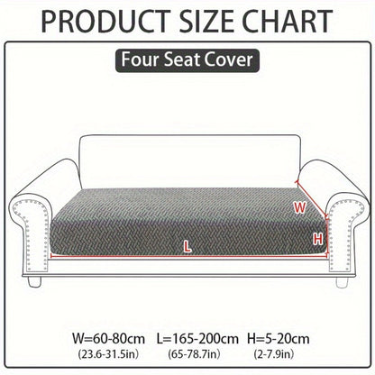 Jacquard Stretch Sofa Cover Non-Slip | Elastic Wear-Resistant Couch Slipcover, Polyester Jacquard Fabric, 1 to 4 Seat Sectional L-Shape, Armrest Backrest, Machine Washable
