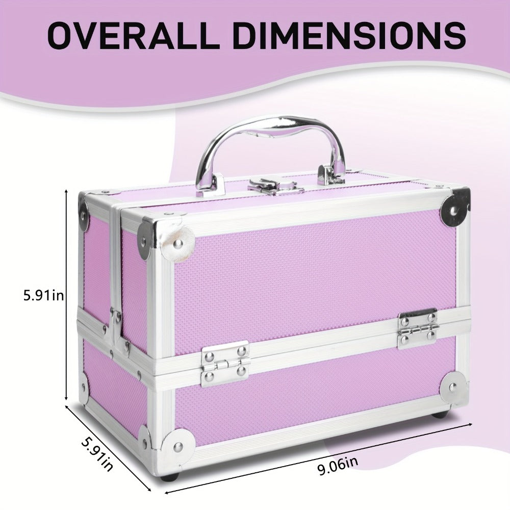 Four-in-One Rolling Makeup Case with Aluminum Frame, Swivel Wheels and Black, Pink or Silver Options