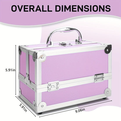 Four-in-One Rolling Makeup Case with Aluminum Frame, Swivel Wheels and Black, Pink or Silver Options