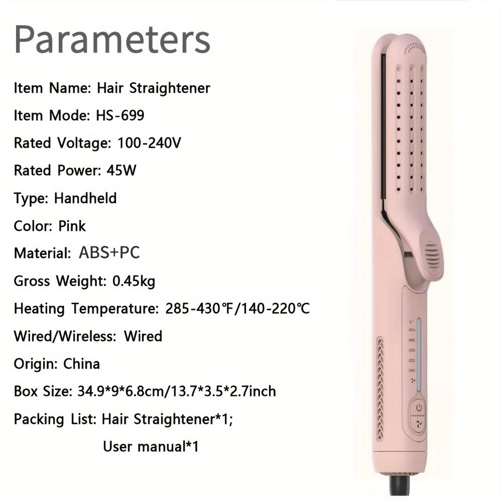 2-in-1 Airflow Curling Iron 360° Ceramic – Curl & Straighten Anti-Scald Hair Styler Wand with 5 Temps Cool Air Technology for Long & Short Hair – Pink, Black
