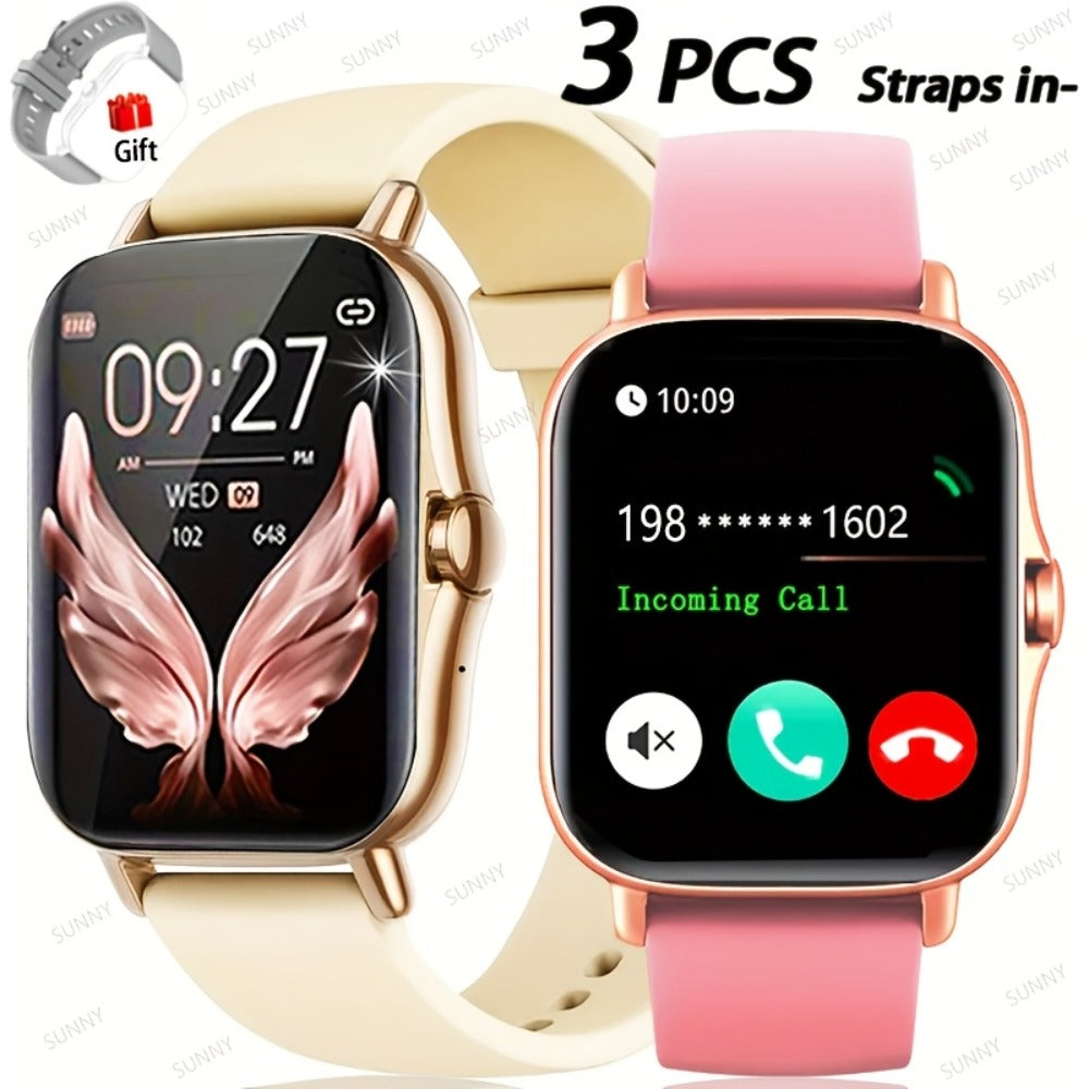 Smartwatch with Free Bonus Strap, 1.83" Full Touch Screen, Phone Answering & Message Notifications, Step & Calorie Pedometer, Multiple Exercise Modes, Weather Alerts, Heart Rate Monitor – Men & Women Android & iPhone