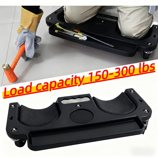 Rolling Knee Pad with Wheels & Built-In Tool Tray - Cushioned Kneeling Platform for Mechanics, Carpenters & Flooring Work