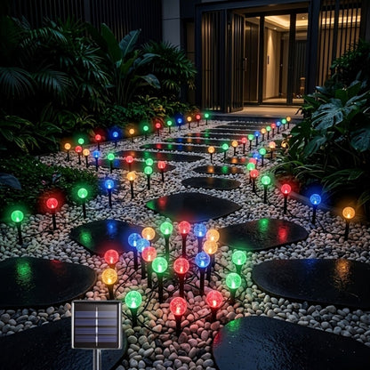 Solar Garden Lights Outdoor 30 Pack Crystal Bubble Ball Ground Spike LED - 8 Modes Waterproof Solar Powered Landscape Fairy Lights for Yard Lawn Pathway Patio Camping Christmas Holiday Decoration