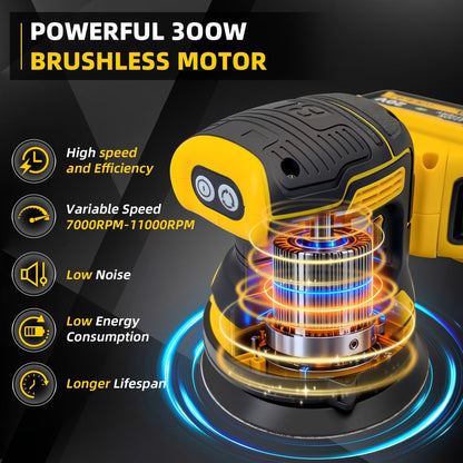 Cordless Orbital Sander Compatible with DeWalt DCB Battery – 5-Inch Brushless Motor Variable Speed Palm Sander with 30pcs Sandpapers & Dust Collection Bag for Woodworking