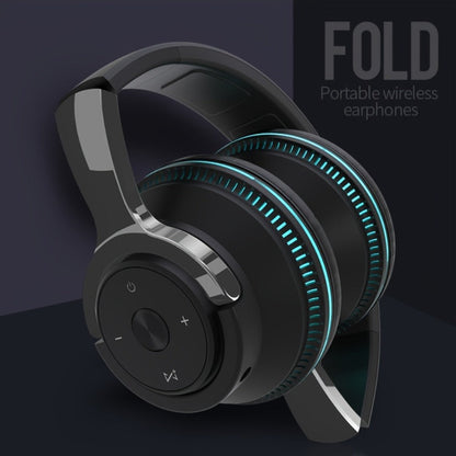 FM Radio TF Card Over-Ear Wireless Headphones Bluetooth, 24H Playtime, Built-in Mic, LED Light, AUX 3.5mm Wired Mode, Soft Earpads, Foldable Headset for Travel Home Office iOS Android