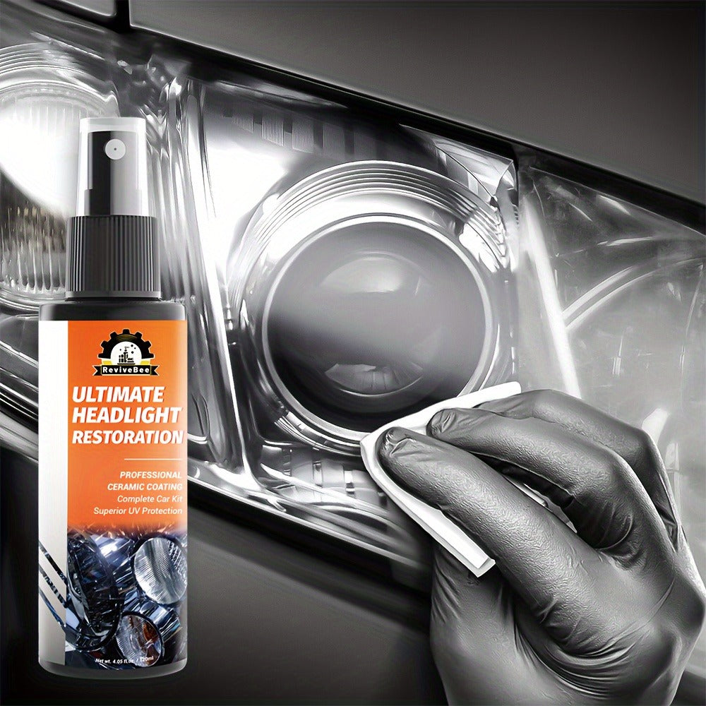 Car Headlight Restoration Kit – Removes Yellowing & Scratches, Restores Lens Clarity, Chemical-Free Physical Polish Cleaning Solution, Universal for All Vehicles, 1 Bottle