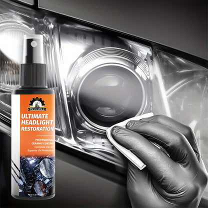 Car Headlight Restoration Kit – Removes Yellowing & Scratches, Restores Lens Clarity, Chemical-Free Physical Polish Cleaning Solution, Universal for All Vehicles, 1 Bottle