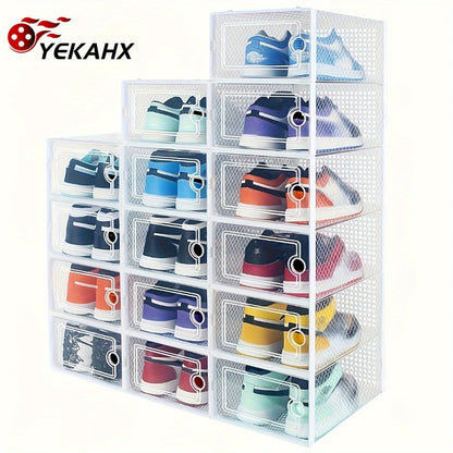 Clear Stackable Shoe Storage Organizer Boxes 12/15 Pack – Space-Saving Shoe Boxes for Closet & Entryway