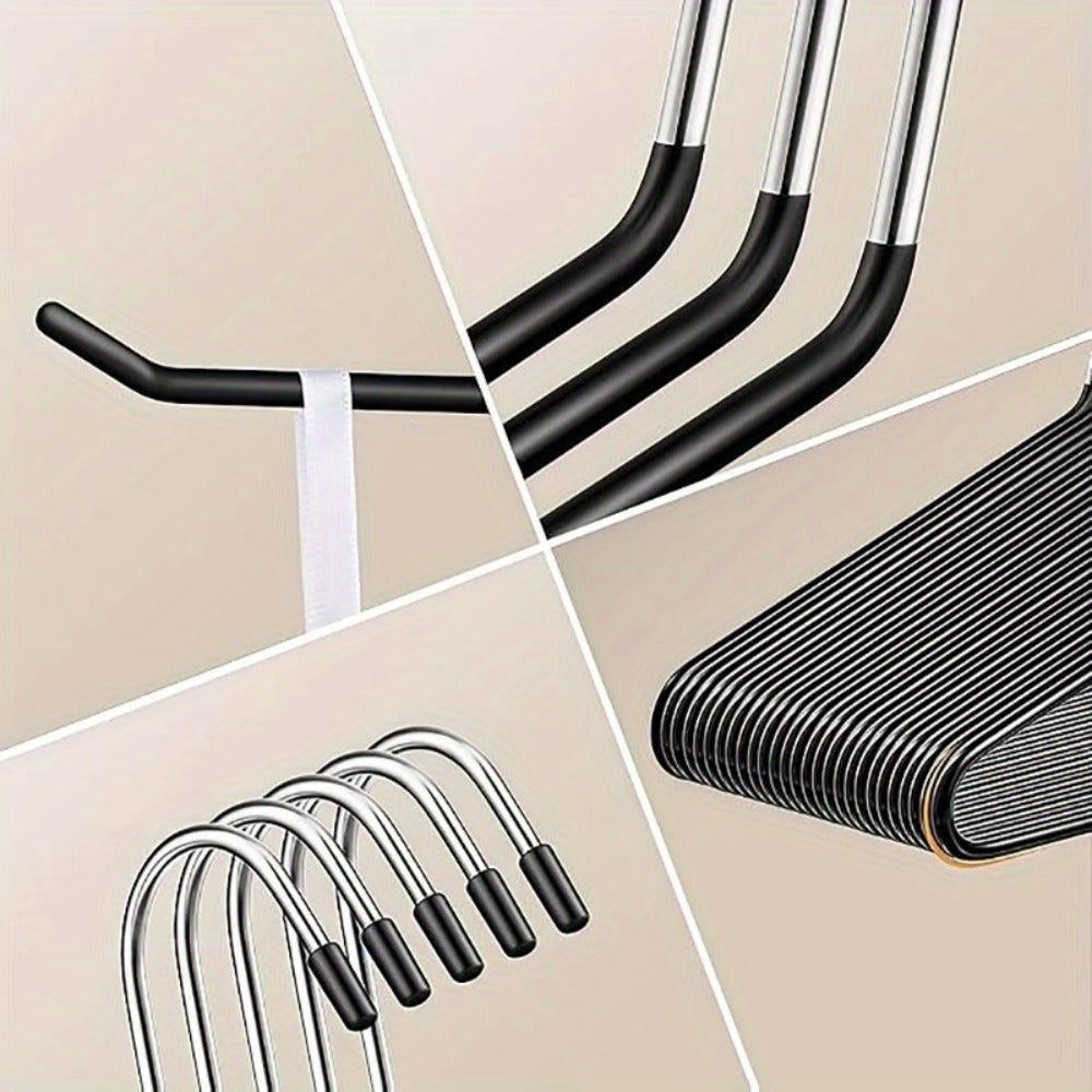 Open-Leg Pants Hangers in Black or White with 10-, 20-, 30- or 50-Piece Checkout Packs for Closets